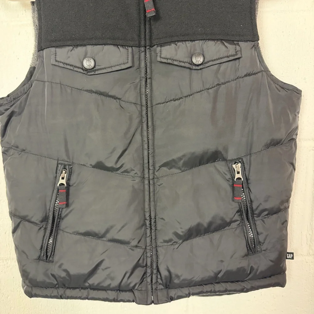 Gap Boys Puffer Vest Wool Blend Black Pockets Y2K‎ ('06) Snow Winter Outdoor L